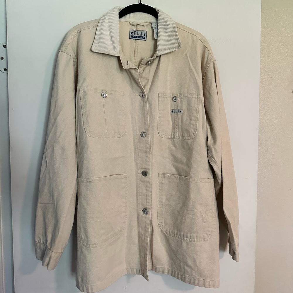 Cream denim utility jacket